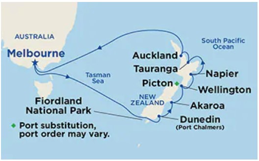 Princess Cruises The Landmark Sale New Zealand route map